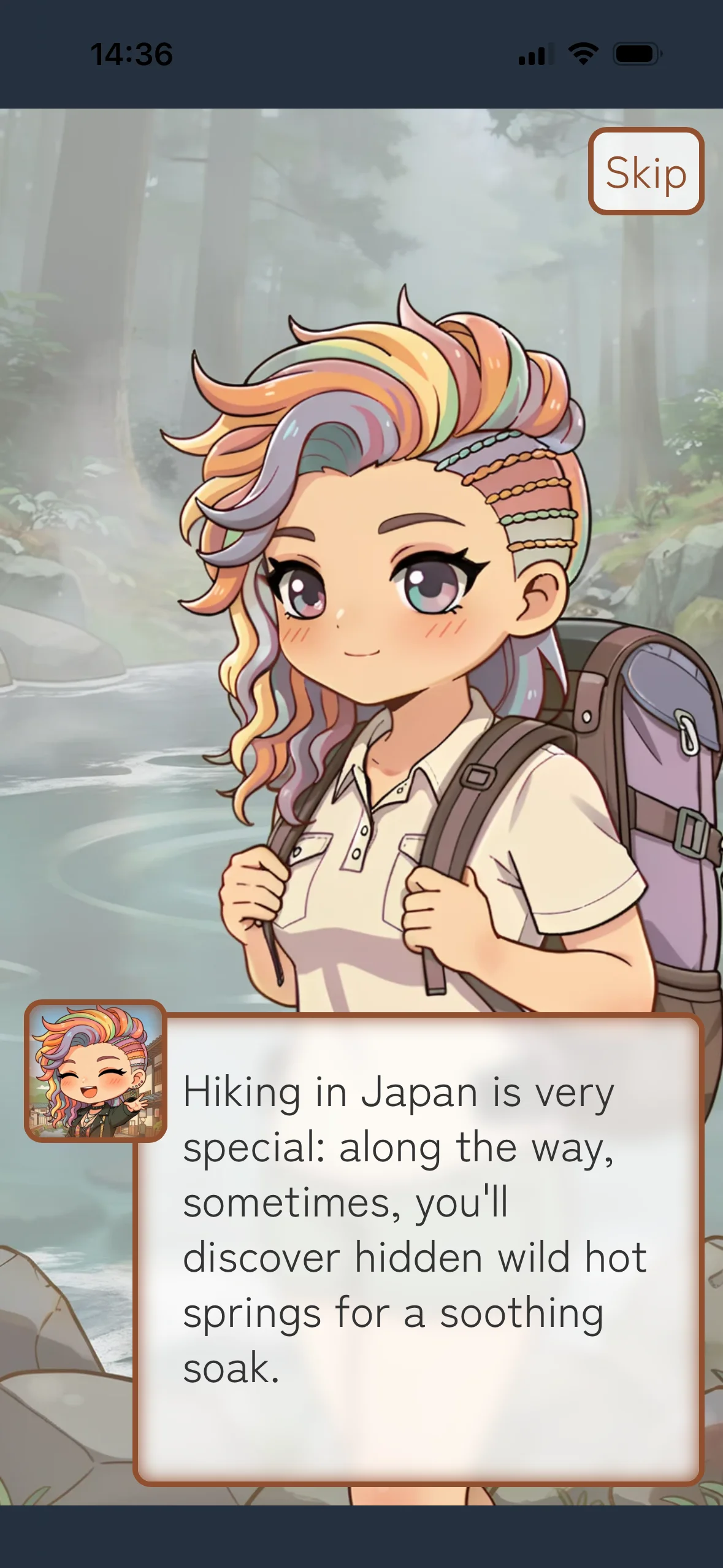 Hike in Tokyo chapter screen